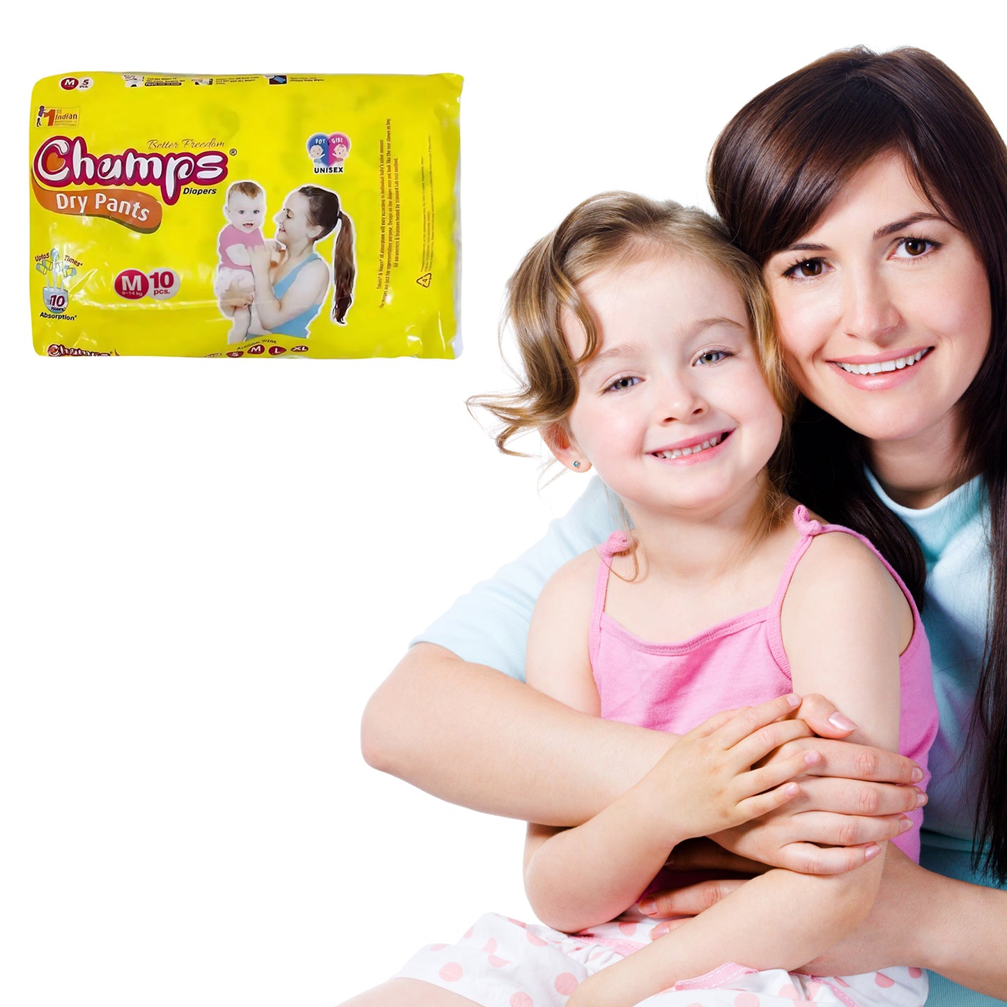 Medium Champs Dry Pants Style Diaper- Medium (10 Pcs) Best For Travel Absorption Champs Baby Diapers Champs Soft And Dry Baby Diaper Pants (M 10 Pcs ) - LootFaat