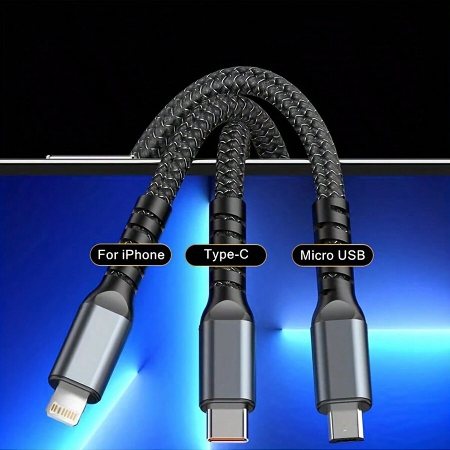 3-in-1 Super Fast Charging Cable 100w - LootFaat