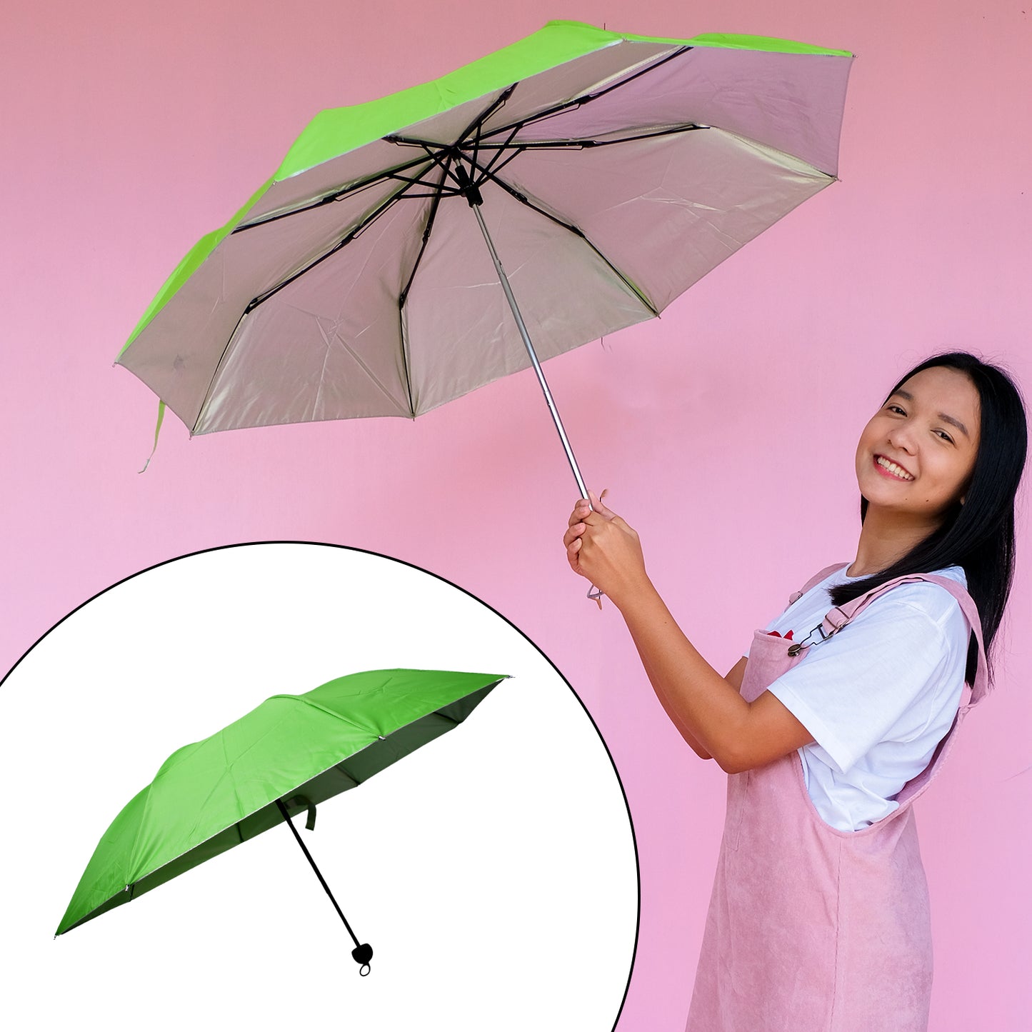 3 Fold Sun Protective Solid Foldable Outdoor Umbrella Portable Sun Uv Protection Lightweight Rain Umbrella With Umbrella Case For Girls Women Men Boys - LootFaat