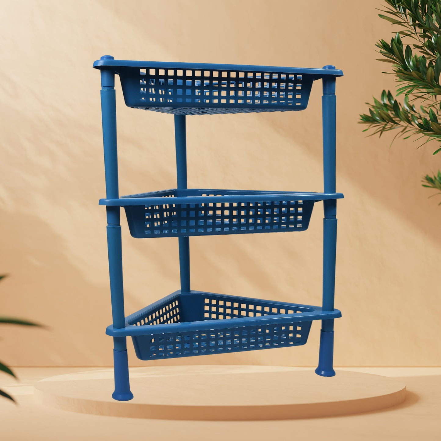 Triangle Storage Plastic 3-tier Rack Shelf For Kitchen Living Room Bathroom Office - LootFaat