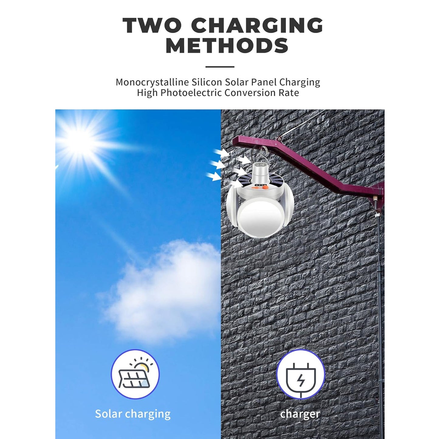 Solar Multi-functional Emergency Led Light Bulb With Usb Charging Led Camping Lamp Camping Lamp Usb Rechargeable 5 Brightness Light Modes Foldable Camping Light Sos Ip65 Waterproof Camping Light Blackout Emergency Equipment Camping Gadgets - LootFaat