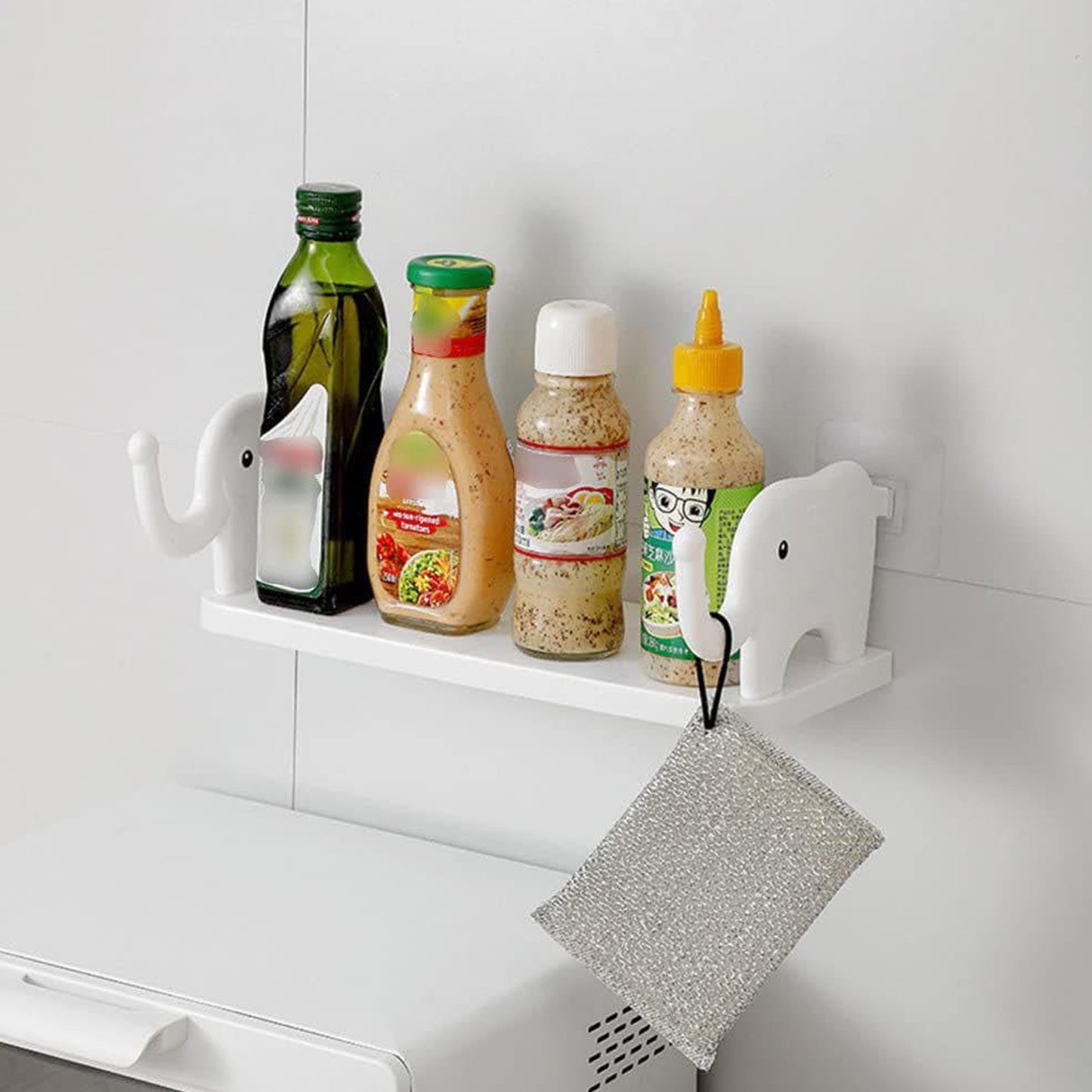 Multifunctional Elephant Shaped Storage Shelf No Punching Wall Mounted Mini Storage Rack Creative Cute Elephant Shelf Organizer For Kitchen Bathroom Bedroom Study - LootFaat