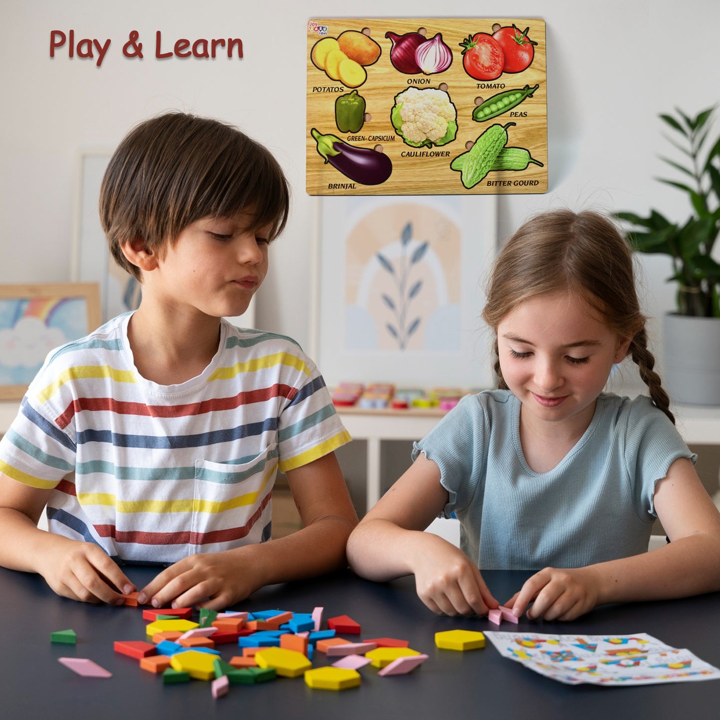 Wooden Vegetable Puzzle Learning Educational Board (1 Set 2820 Cm) - LootFaat