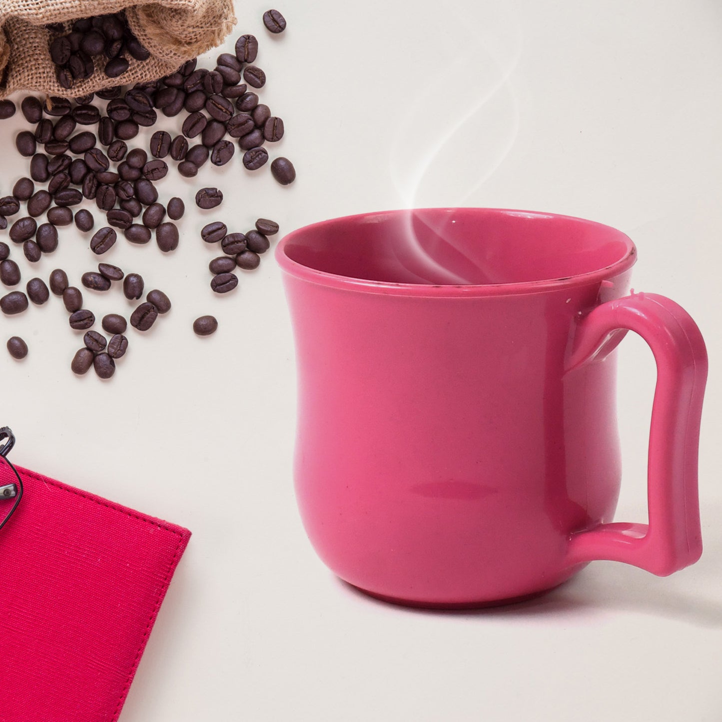 Premium Plastic Coffee Tea Cups Mug With Handle (1 Pc With Color Box Mix Color) - LootFaat