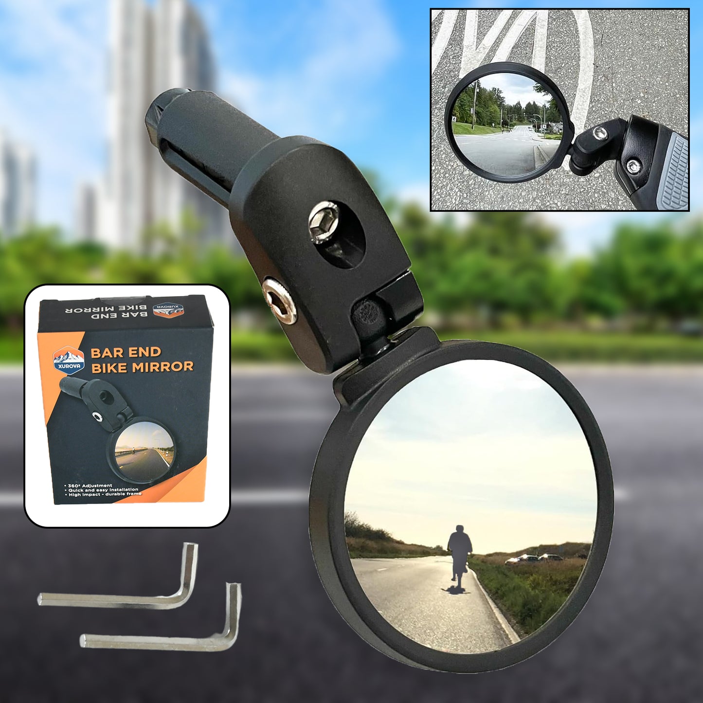 Bar End Bike Mirror Safe Rearview Mirror 360 Rotatable Foldable Safety Bicycle Rear View Mirror Mirror Durable Bike Mirror (1 Pc) - LootFaat