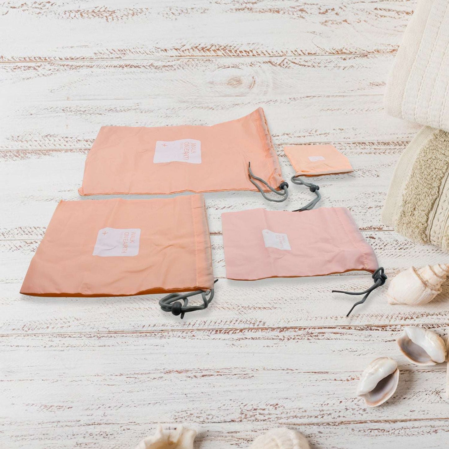 Travel Storage Bag Waterproof Nylon Drawstring Pouch Men And Women Folding Clothes Classified Organizers Packing Shoes Luggage Bags (4 Pc Set) - LootFaat