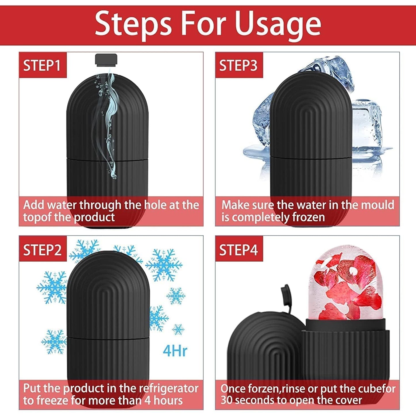 Face Ice Roller Ice Roller For Face Ice Roller For Face Massager Face Ice Treatment Reduce Face Swelling And Under Eye Puffiness (Black) - LootFaat