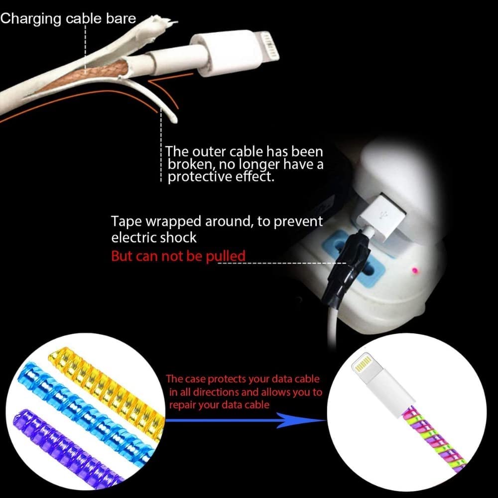 Metallic Finish Cable Spiral Protectorwire Repairpet Cord Protectorheadphone Saver Cable Wrapcover For Mac Charging Cable - LootFaat