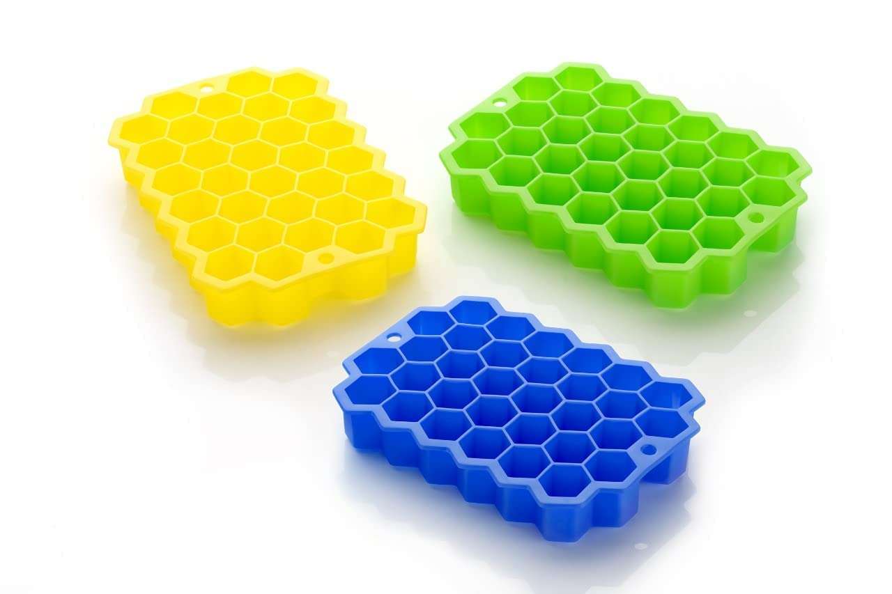 Flexible Silicone Honeycomb Design 37 Cavity Ice Cube Moulds Trays Small Cubes For Whiskey Tray For Fridge (Multicolor) - LootFaat