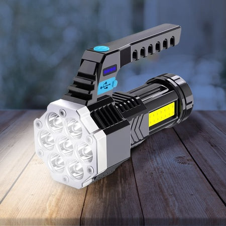 Portable Flashlight Torch Cob 7led Hand Light Usb Rechargeable Light With Side Light (1 Pc) - LootFaat