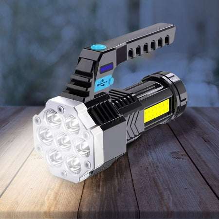 Portable Flashlight Torch Cob 7led Hand Light Usb Rechargeable Light With Side Light (1 Pc) - LootFaat