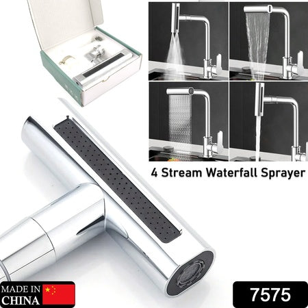 Multifunction Shower Waterfall Kitchen Faucet 360 Rotation Waterfall Kitchen Faucet Touch Kitchen Faucet Faucet Extender For Kitchen Sink Swivel Waterfall Kitchen Faucet For Washing Vegetable Fruit (4 In 1 ) - LootFaat