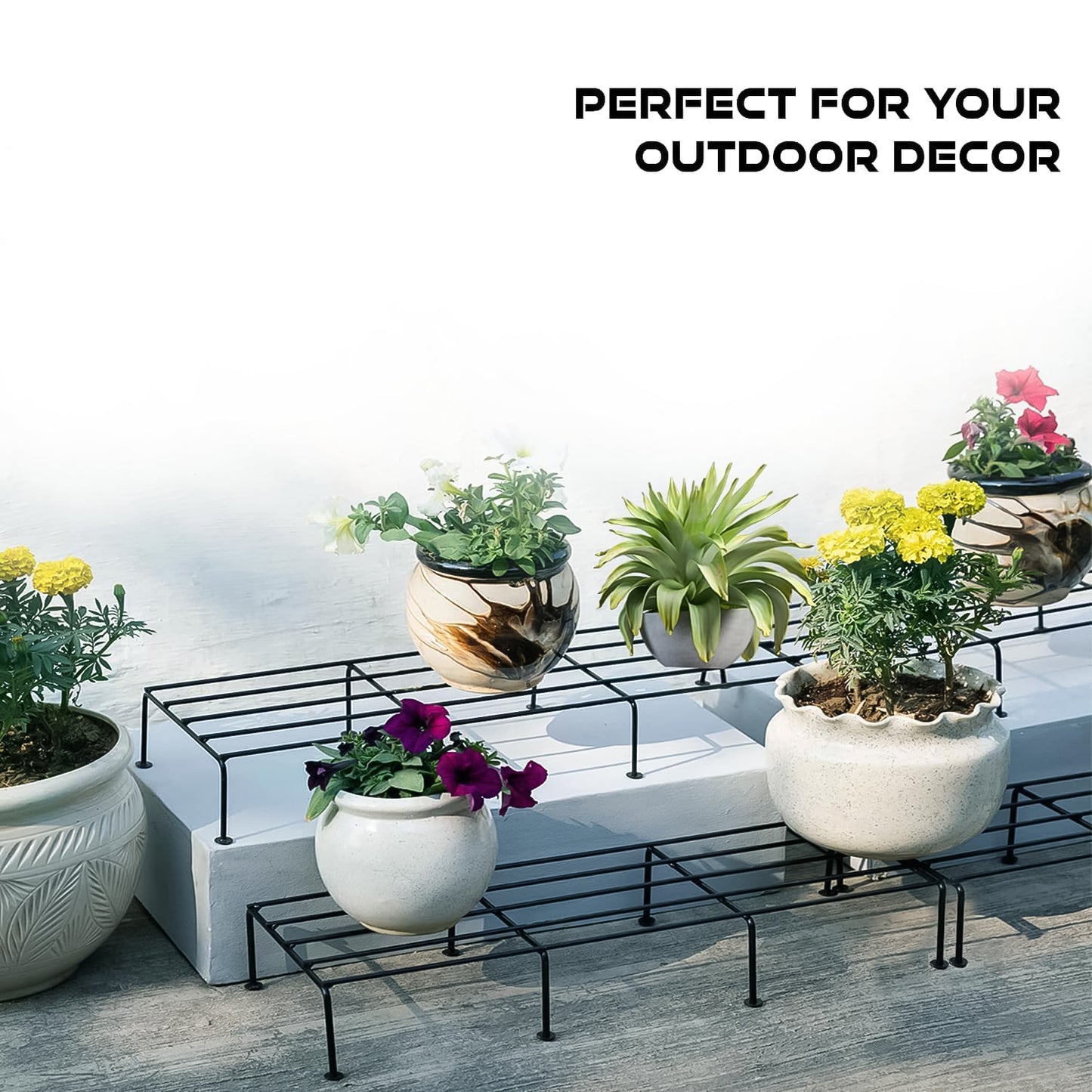 Metal Rectangle Flower Plant Stand For Balcony (6020 Cm 2 Pc Set) - LootFaat
