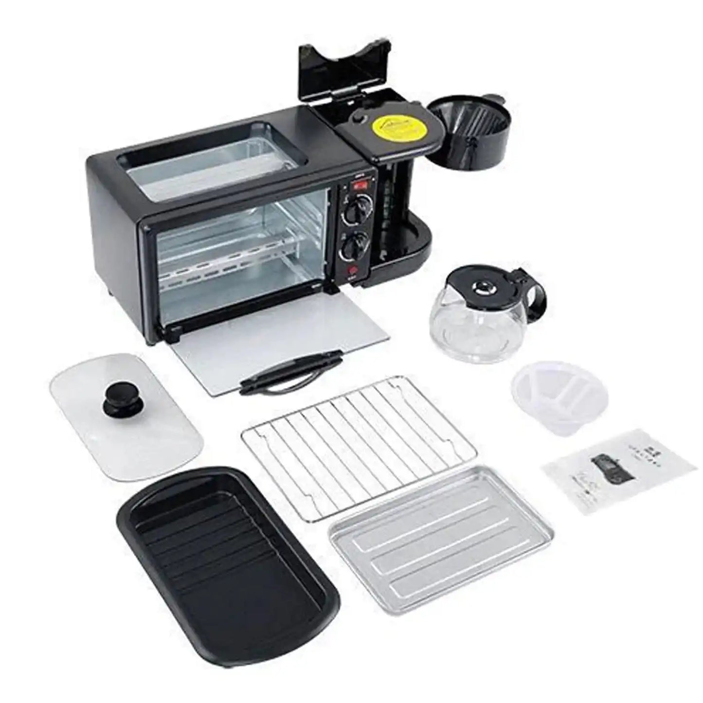 3 In 1 Breakfast Maker Portable Toaster Oven Grill Pan Coffee Maker Full Breakfast Ready At One Go