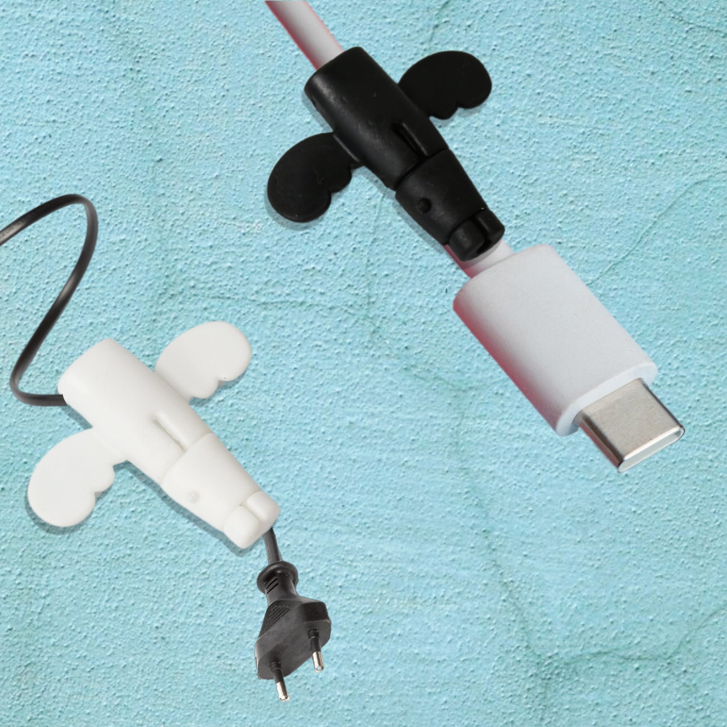 Silicone Data Cable Protector Angel Data Cable Protective Cover 2 In 1 Mobile Phone Cord Earphone Cord Saver Storage Tool - LootFaat