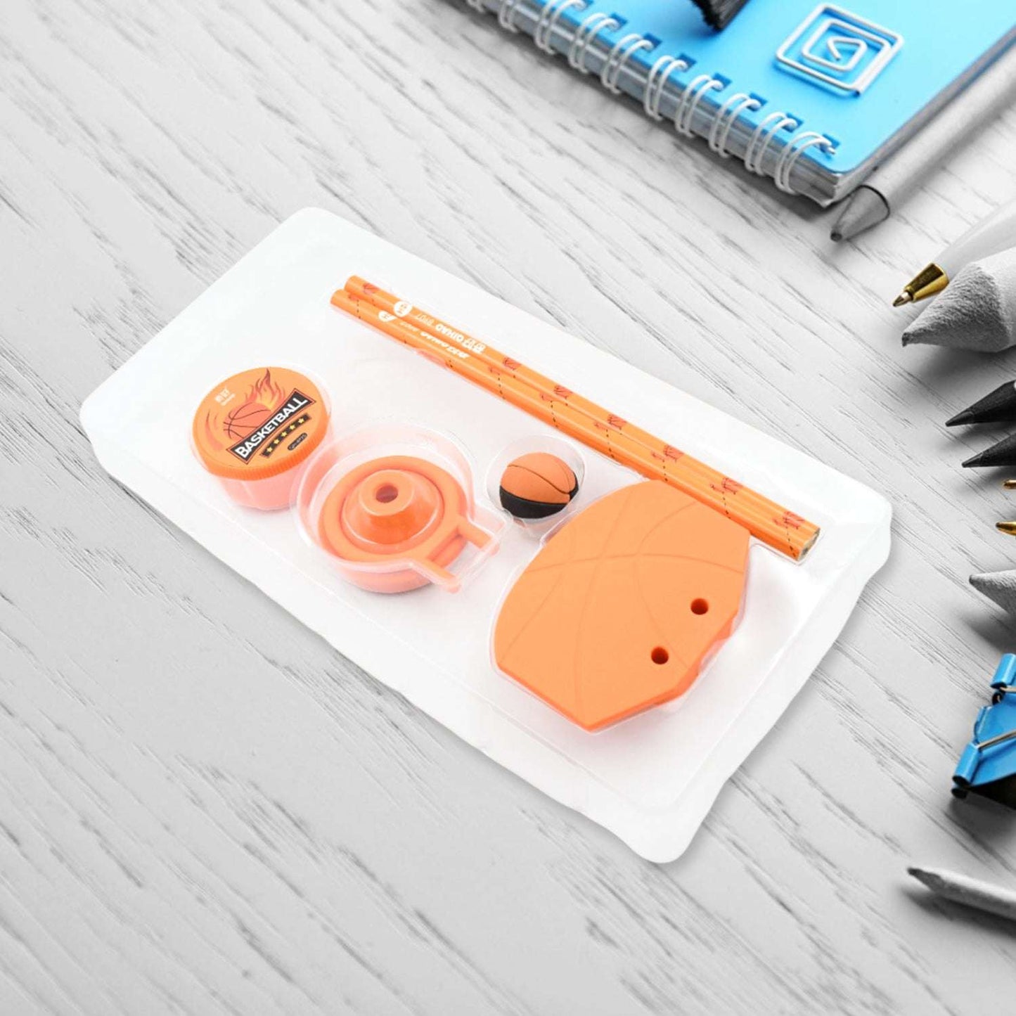 Stationary Kit Football Basketball Theme Stationary Set For Kids Pencil Sharpener Eraser Set For Kids Boys Girls Birthday Return Gift Stationary Set - LootFaat