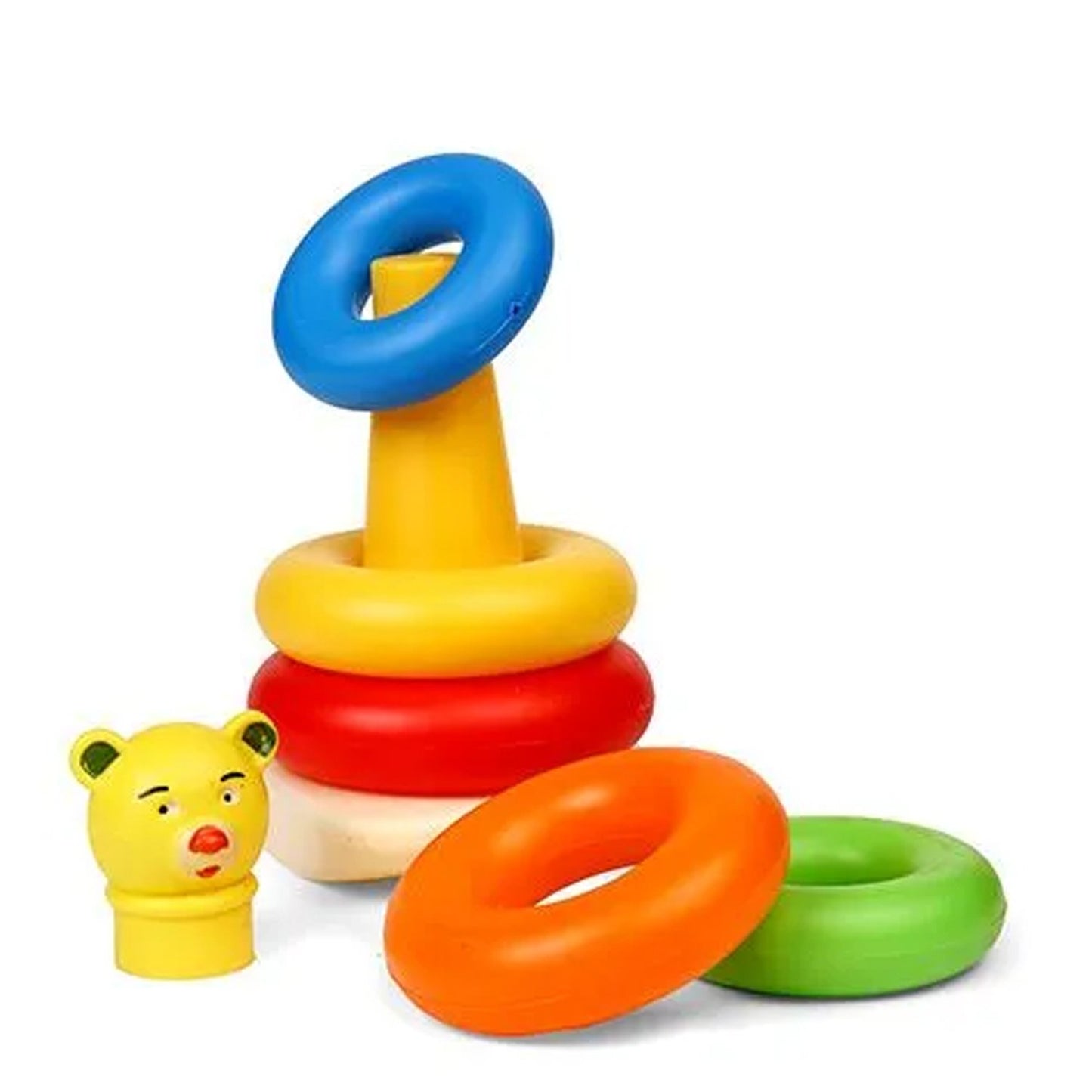 Plastic Baby Kids Teddy Stacking Ring Jumbo Stack Up Educational Toy 5pc - LootFaat