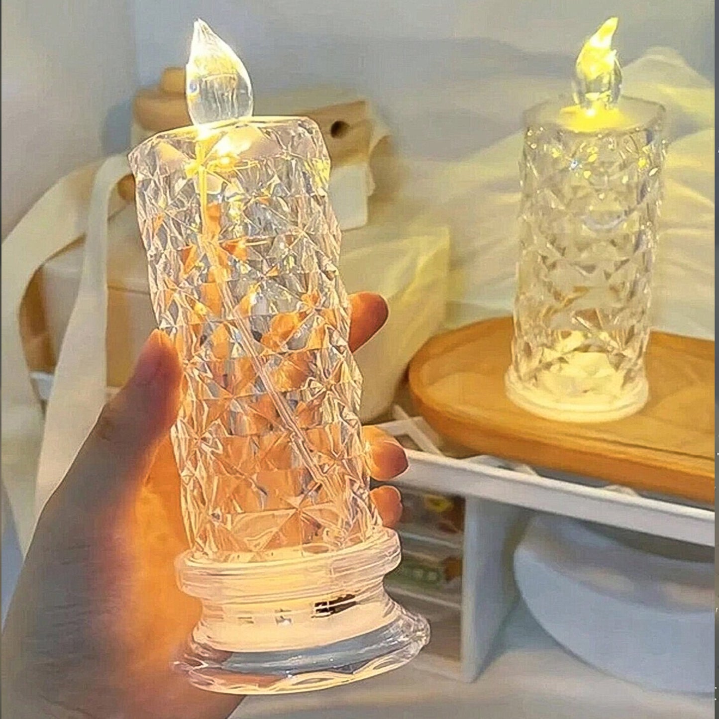 Rose Candles For Home Decoration Crystal Candle Lights - LootFaat