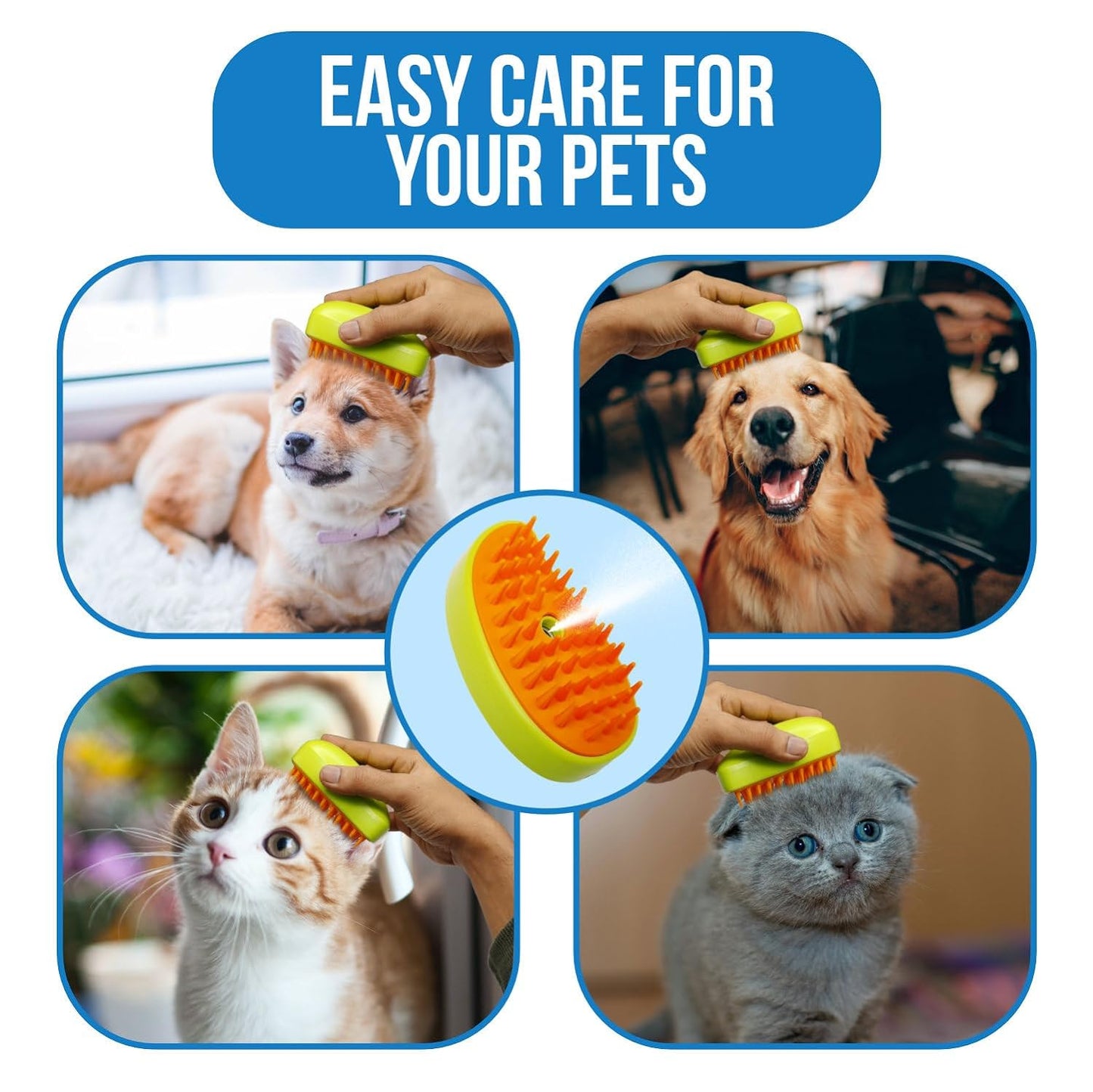 3 In1 Cat Steamy Brush Self Cleaning Steam Cat Brush Cat Steamer Brush For Massage Cat Grooming Brush Pet Hair Removal Comb For Cat And Dog For Removing Tangled And Loose Hair - LootFaat