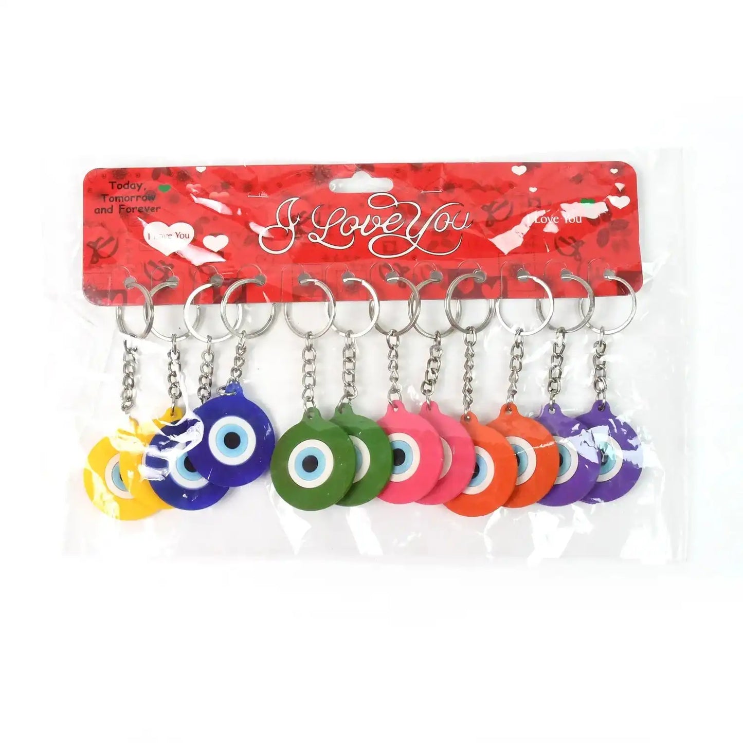 Evil Eye Rubber Silicone Keychain (12 Pcs Set Mix Color)