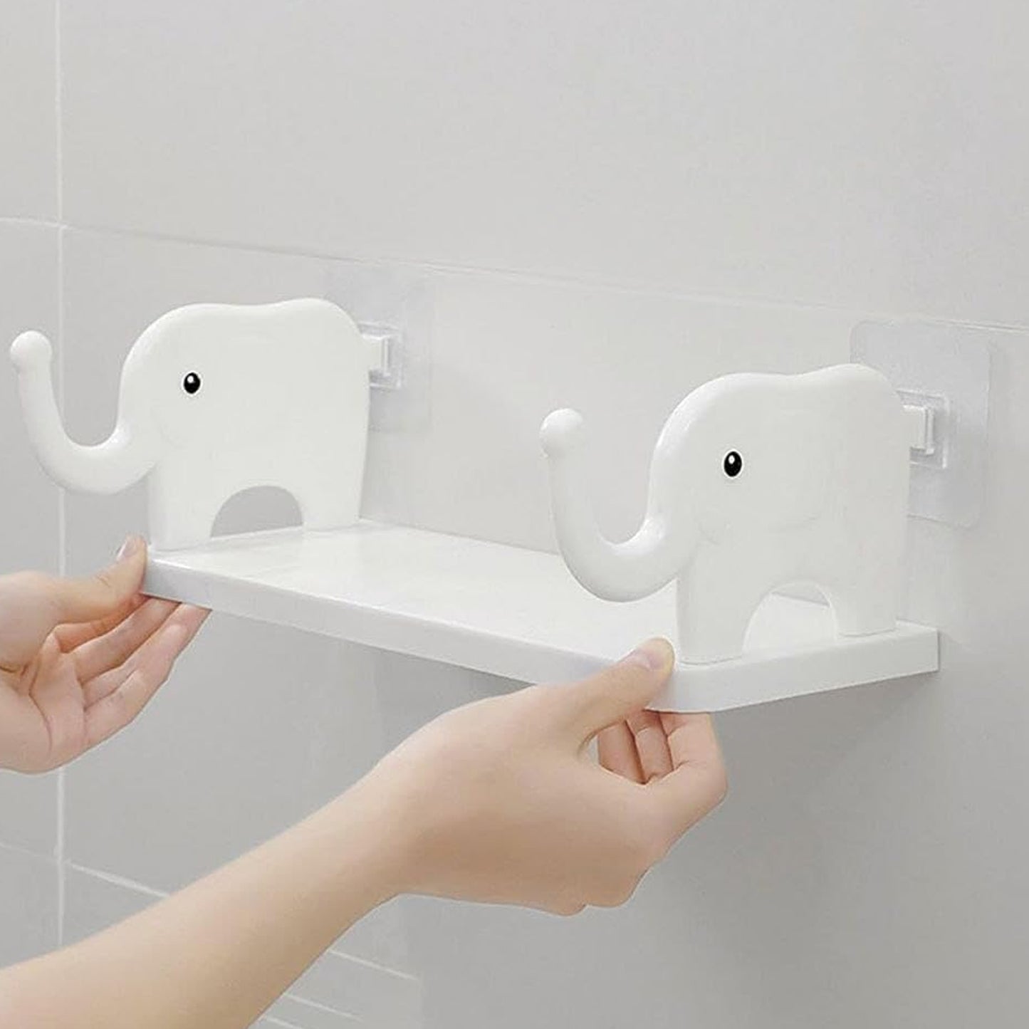 Multifunctional Elephant Shaped Storage Shelf No Punching Wall Mounted Mini Storage Rack Creative Cute Elephant Shelf Organizer For Kitchen Bathroom Bedroom Study - LootFaat