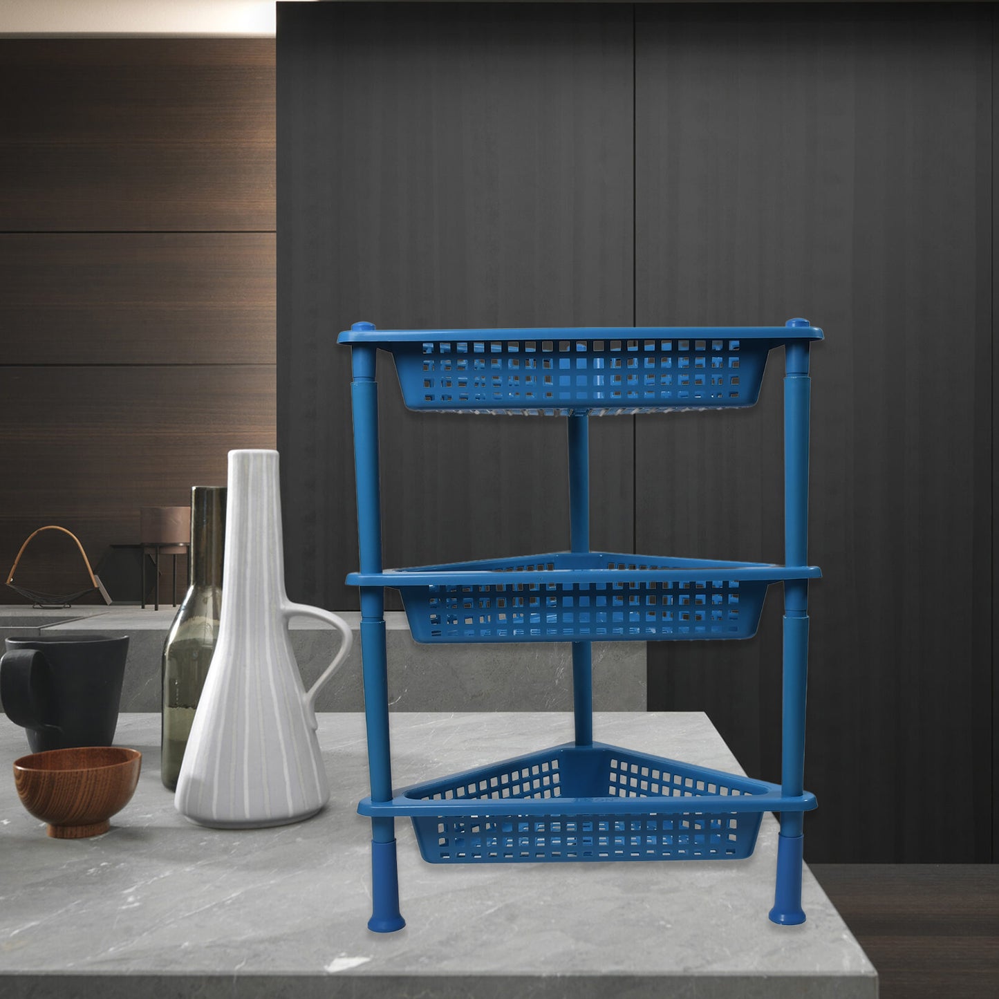 Triangle Storage Plastic 3-tier Rack Shelf For Kitchen Living Room Bathroom Office - LootFaat