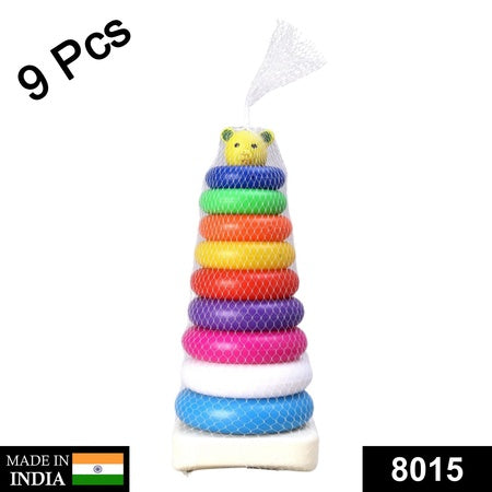 Plastic Baby Kids Teddy Stacking Ring Jumbo Stack Up Educational Toy 9pc - LootFaat