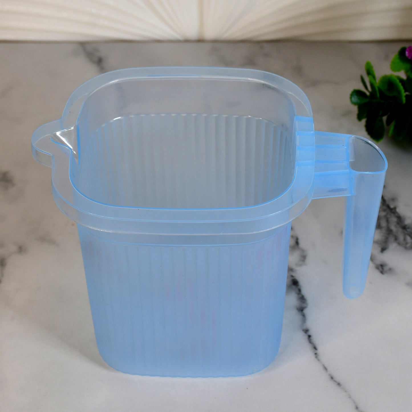 Plastic Square Transparent Bath Water Mug (1 Pc 1000 Ml Mix Color) - LootFaat