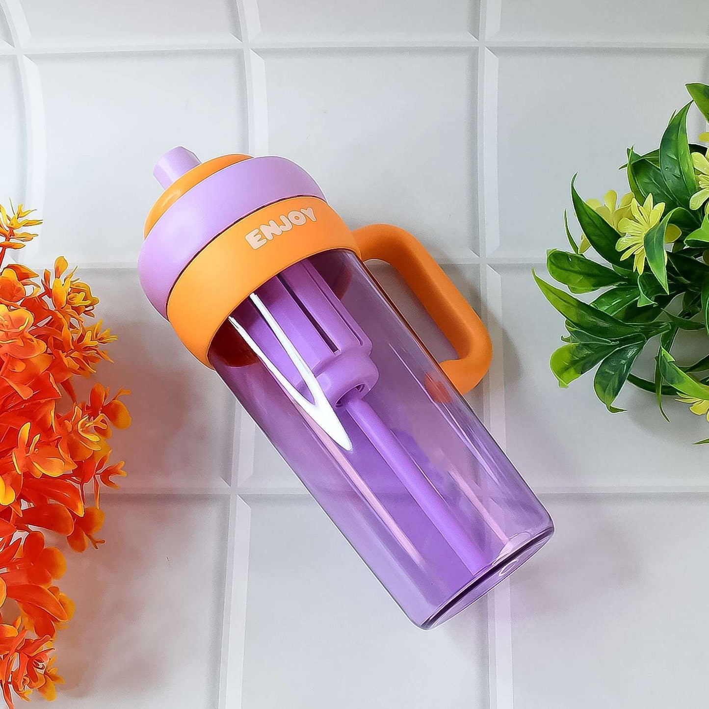 Infuser Water Bottle with Straw & Handle - 600ml Leakproof Sipper