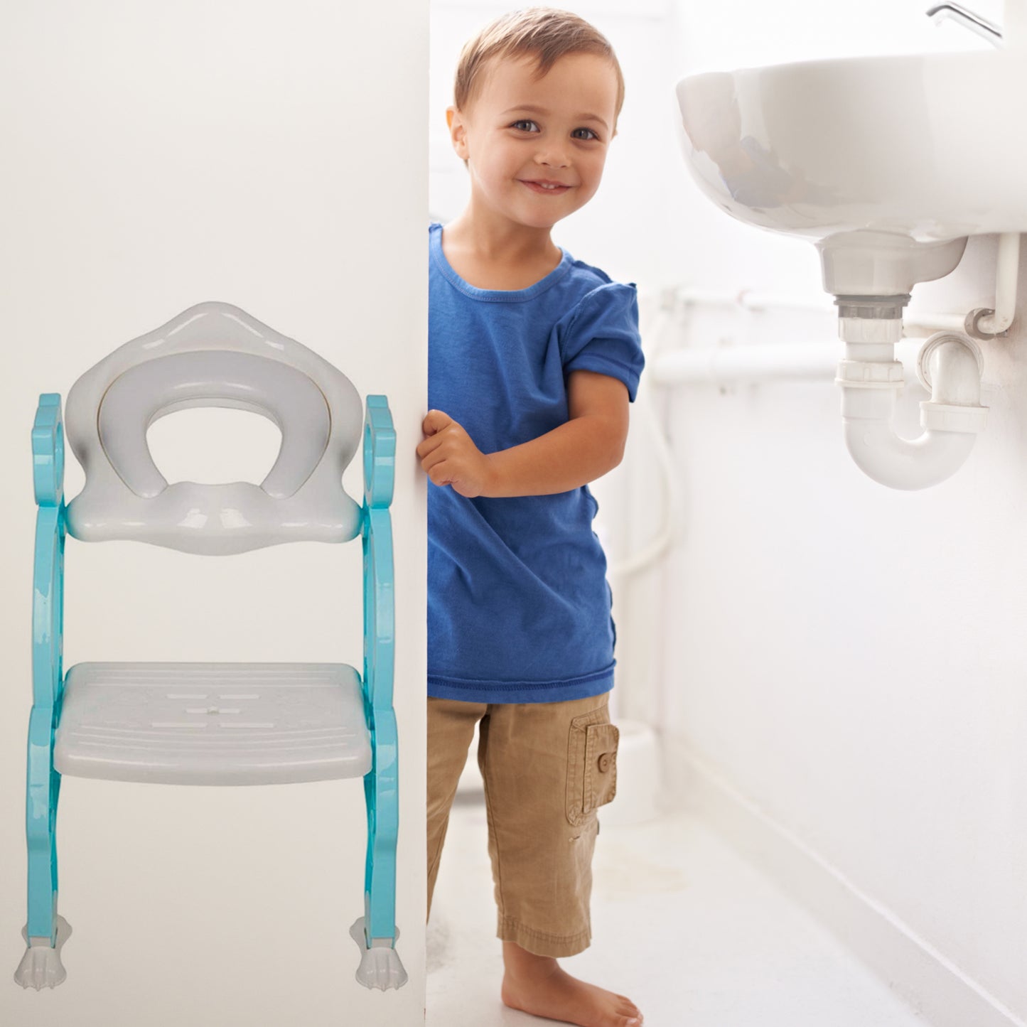 2 In 1 Potty Training Toilet Seat With Step Stool Ladder For Boy And Girl Baby Toddler Kid Childrens Toilet Training Seat Chair With Soft Padded Seat And Sturdy Non-slip Wide Step Make Potty Easier For Your Kids (Multi-color) - LootFaat