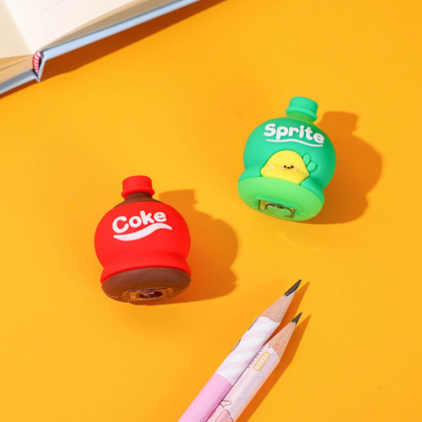2-in-1 3d Cold Drink Bottle Shape Rubber Pencil Sharpener And Eraser Set Stationery For Kids School Boys Girls Birthday Return Gifts (24 Pcs Set 1 Pc ) - LootFaat