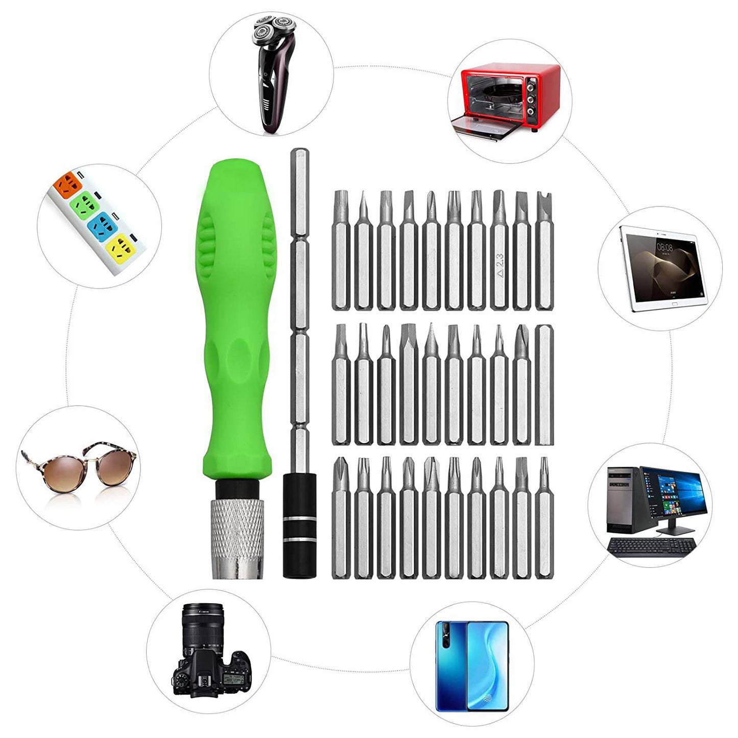 32 In 1 Mini Screwdriver Bits Set With Magnetic Flexible Extension Rod - LootFaat