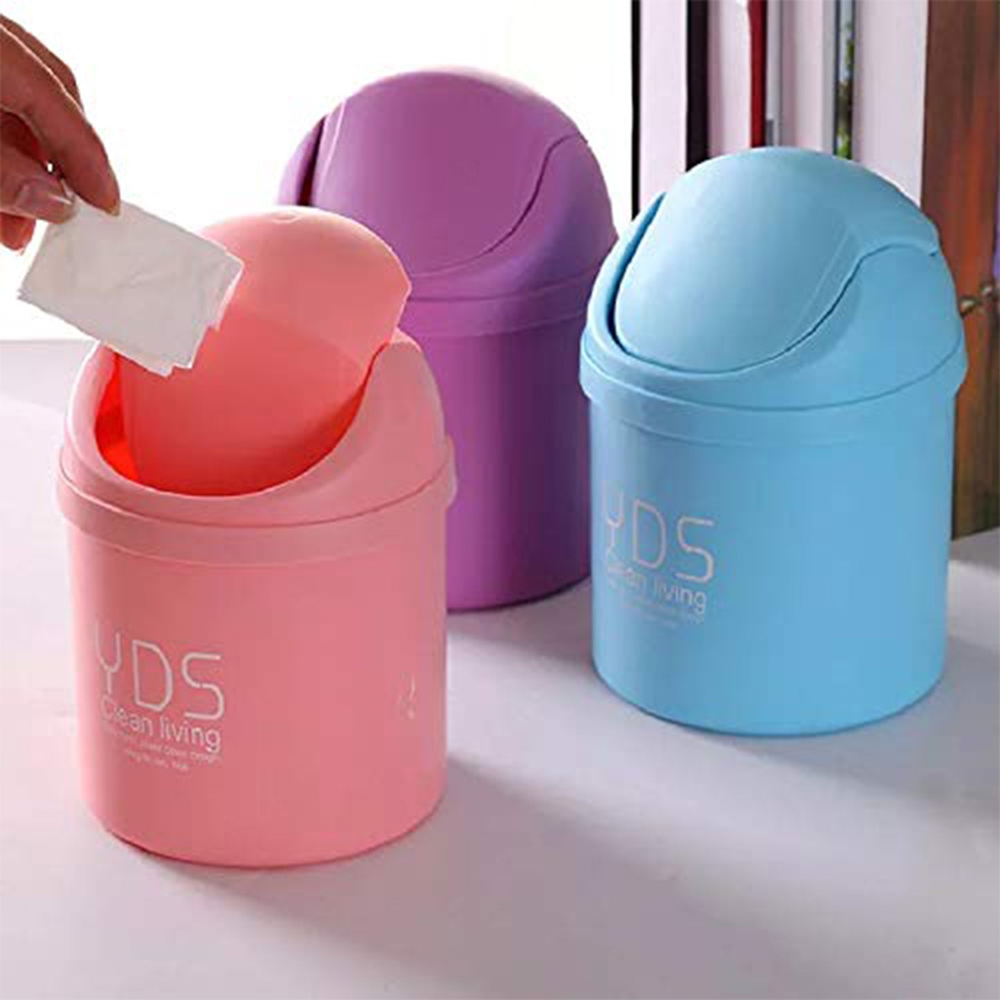 Mini Trash Can With Lid Small Tiny Trash Bin (18x13 Cm 1 Pc) - LootFaat