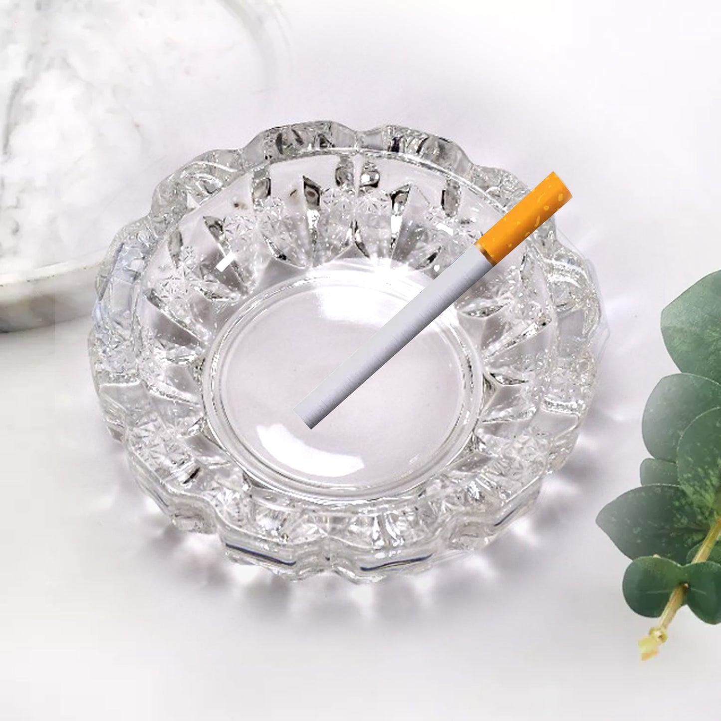 Paricutin Glass Crystal Quality Cigar Cigarette Ashtray Round Tabletop For Home Office Indoor Outdoor Home Decor - LootFaat