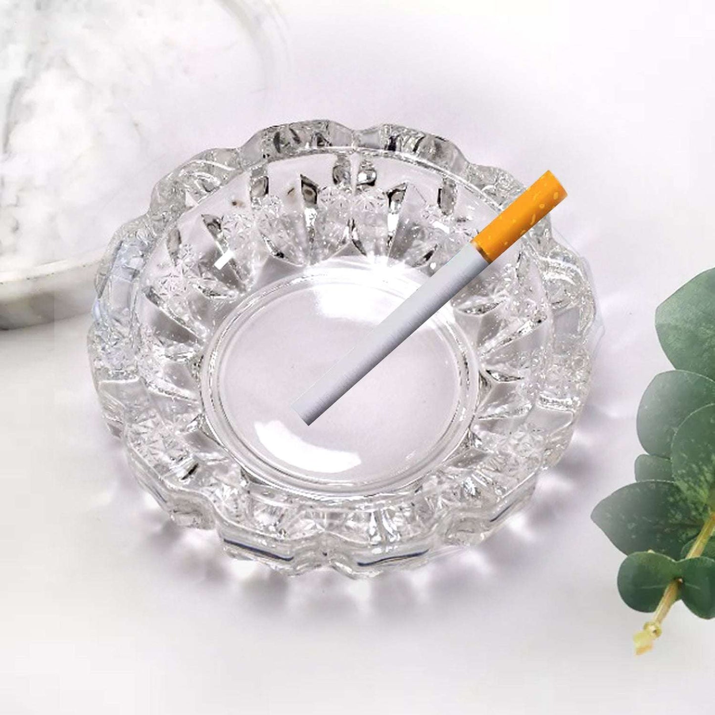 Paricutin Glass Crystal Quality Cigar Cigarette Ashtray Round Tabletop For Home Office Indoor Outdoor Home Decor - LootFaat