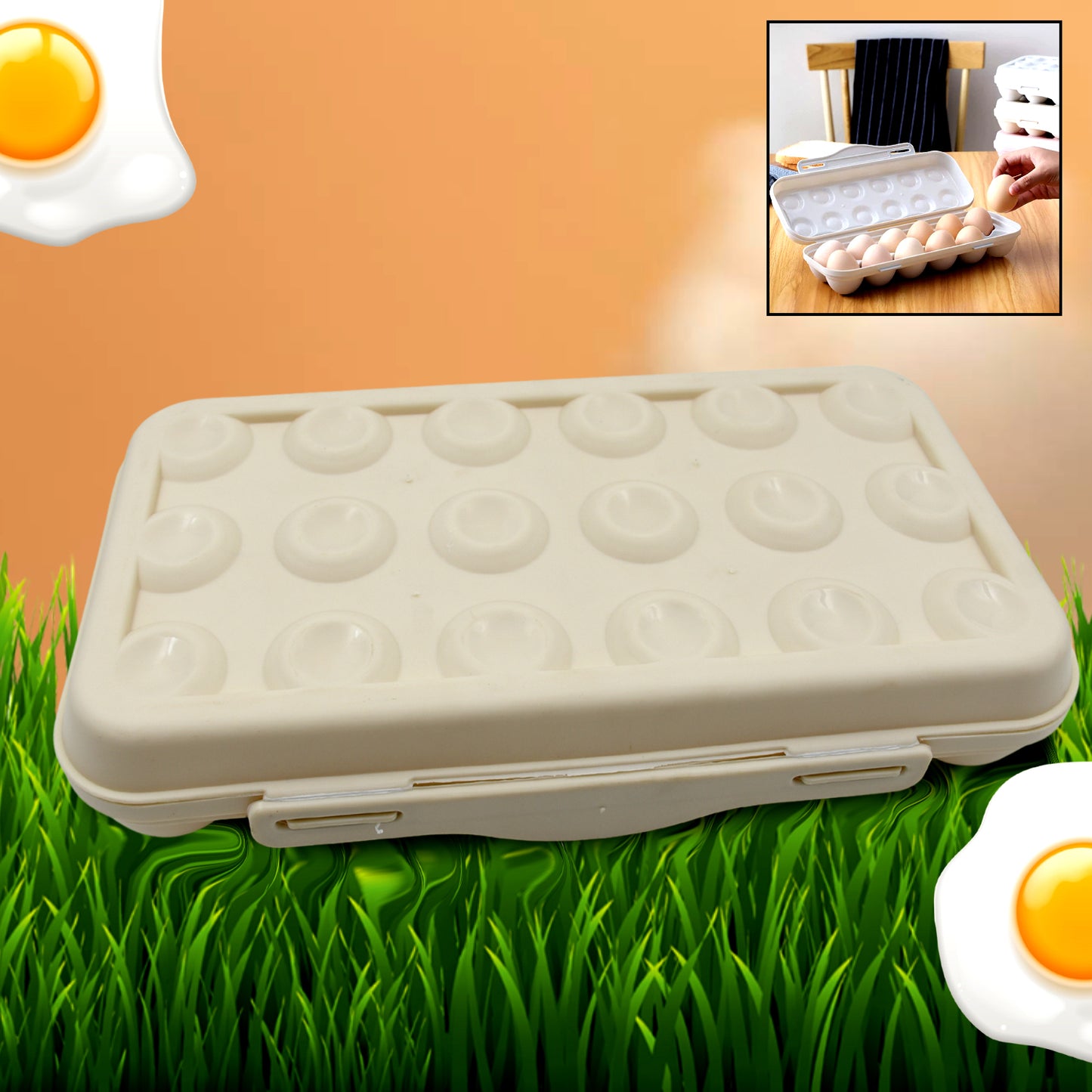 18 Grid Egg Holder Storage Shock-proof Egg Container With Buckle Egg Carrier Egg Tray Egg Shelter Effective Full Seal Egg House Use For Fridge Camping Kitchen - LootFaat