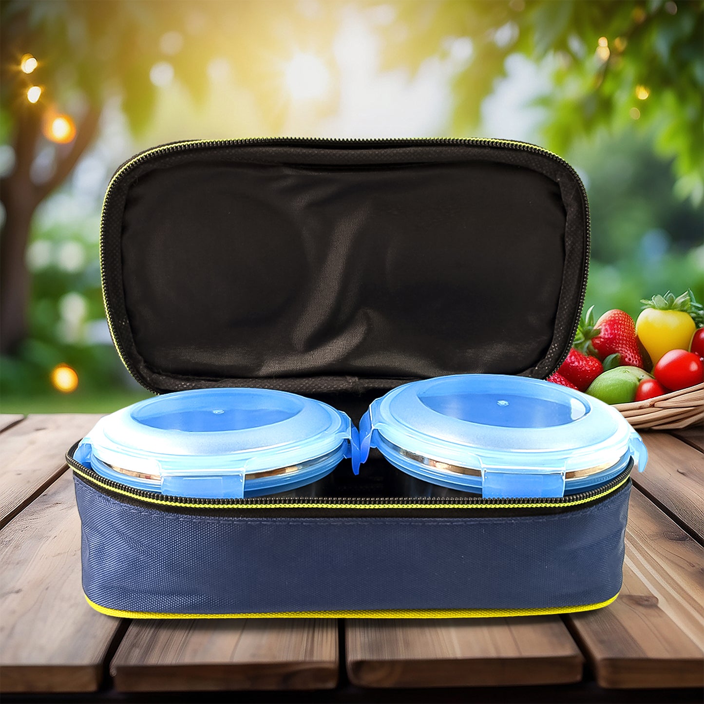 Bite Lunch Box With Insulated Fabric Lunch Bag Plastic Spoon Fork - LootFaat