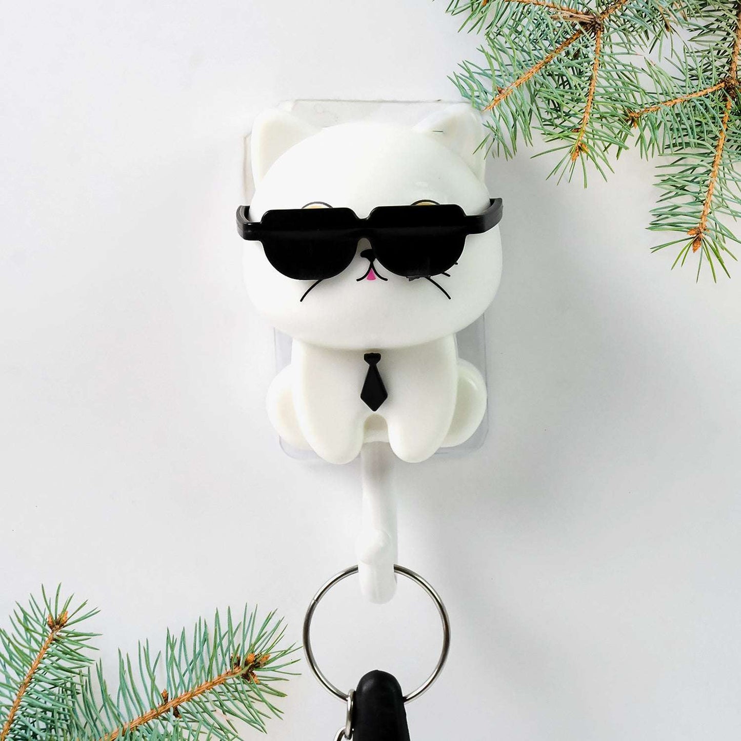 Cat Hook For Wall Cute Cat Key Hook With Sunglasses (1 Pc) - LootFaat