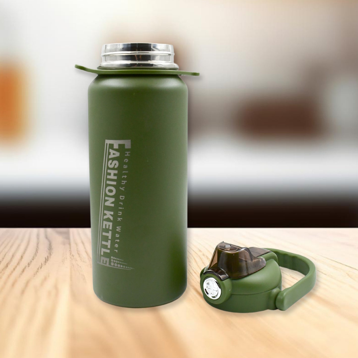 Liter Stainless Steel Water Bottle With Straw Strap Handle Vacuum Insulated Thermos Flask Double-walled Coffee Thermos Flask Leak-proof Water Bottle For Sports Fitness Gym (1500ml) - LootFaat
