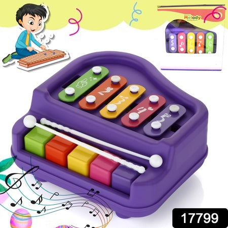 2 In 1 Baby Piano Xylophone Toy For Toddlers 5 Multicolored Key Keyboard Xylophone Piano Preschool Educational Musical Learning Instruments Toy For Baby Kids Girls Boys 3+ Years(1 Pc) - LootFaat