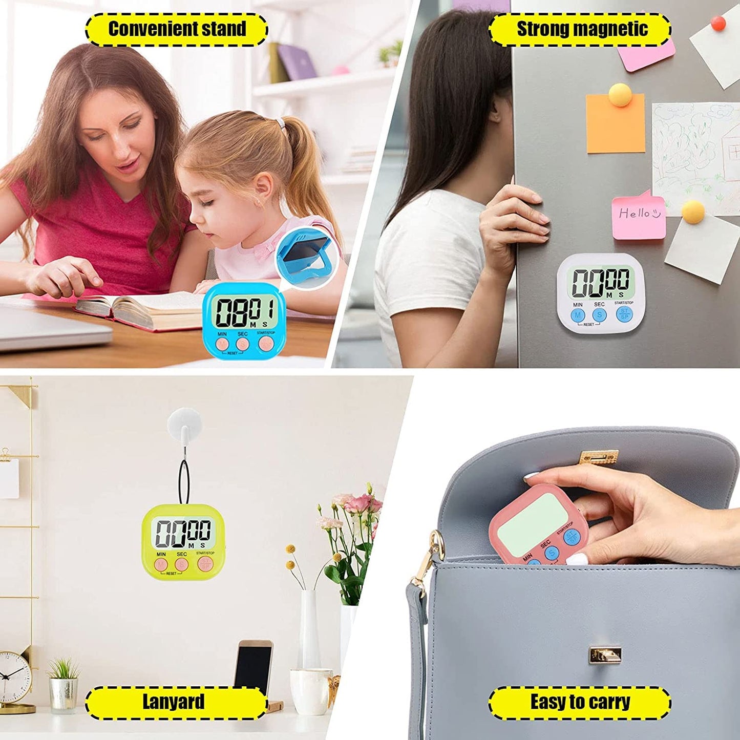 Digital Kitchen Timer Clear Big Digits 0-99 Min For Cooking Office Clock - LootFaat