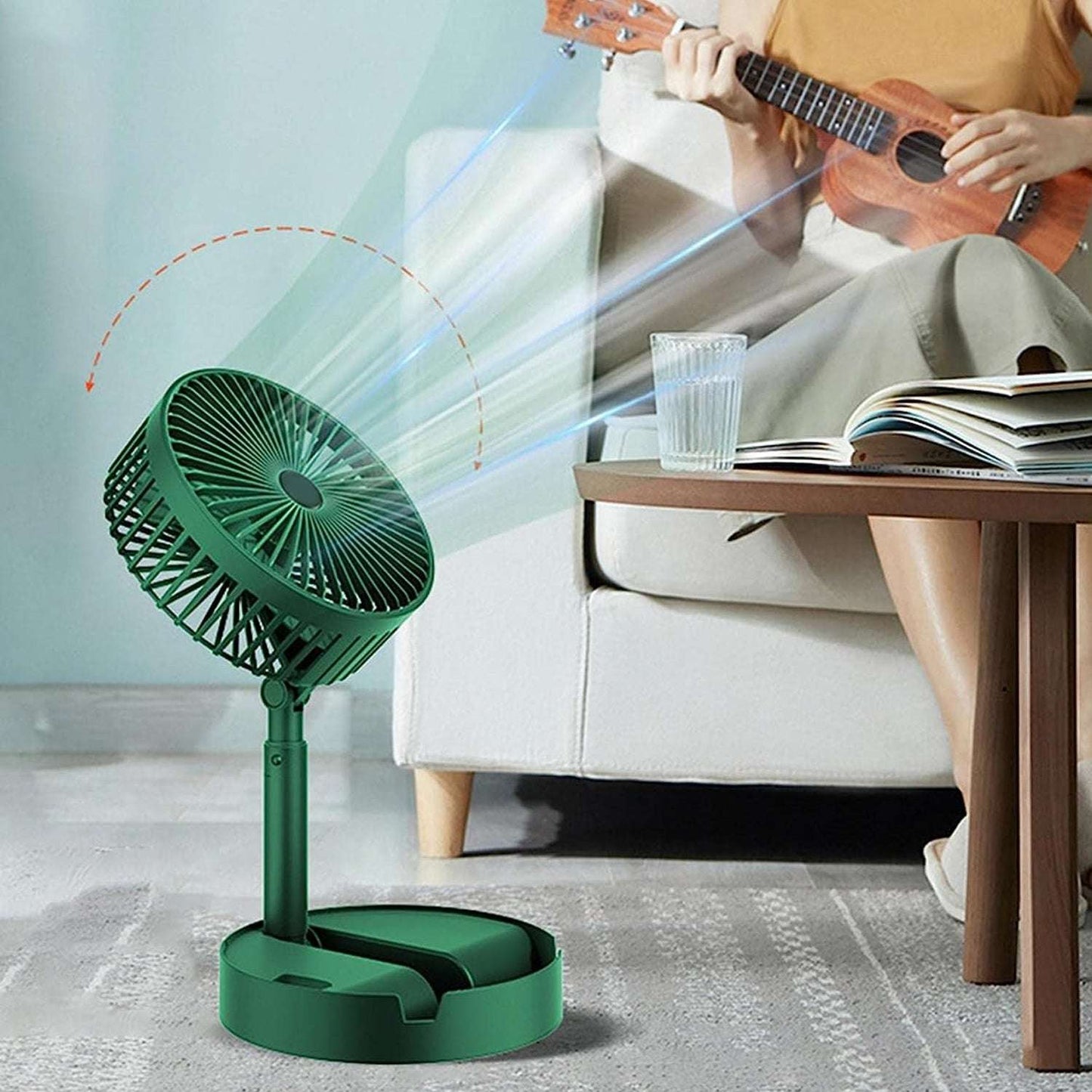 Telescopic Electric Desktop Fan Height Adjustable Foldable Portable For Travelcarry Silent Table Top Personal Fan For Bedside Office Table (Battery Not Include) - LootFaat