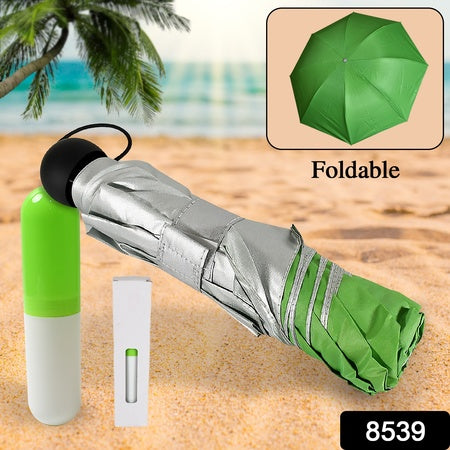 3 Fold Sun Protective Solid Foldable Outdoor Umbrella Portable Sun Uv Protection Lightweight Rain Umbrella With Umbrella Case For Girls Women Men Boys - LootFaat