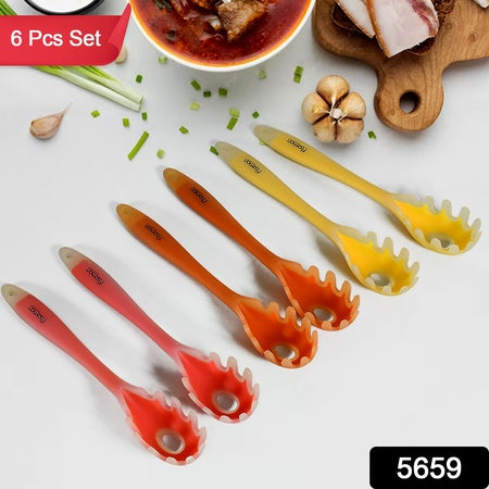 Multipurpose Silicone Spoon Silicone Basting Spoon Non-stick Kitchen Utensils Household Gadgets Heat-resistant Non Stick Spoons Kitchen Cookware Items For Cooking And Baking (6 Pcs Set) - LootFaat
