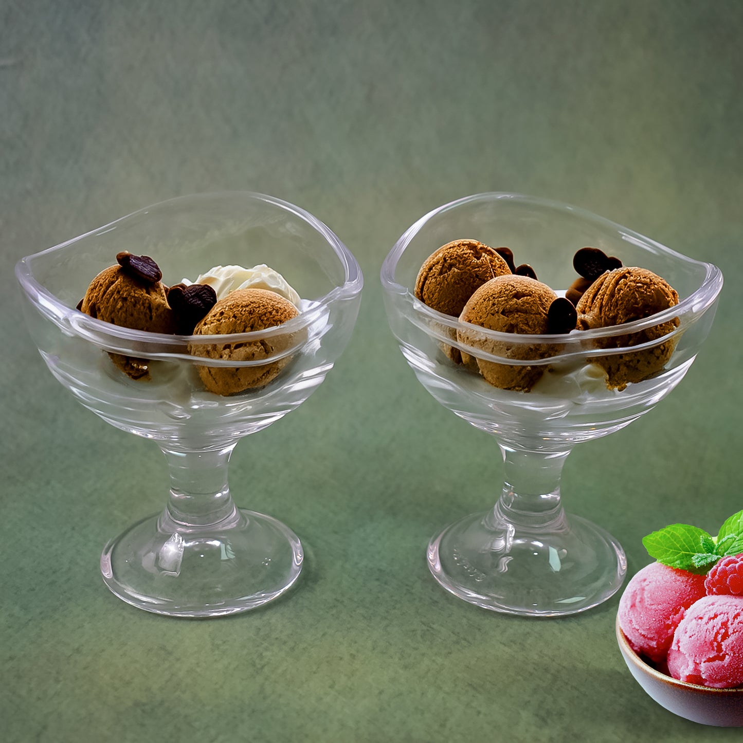 Glass Footed Dessert Bowl Ice Cream Cup (2 Pcs Set) - LootFaat