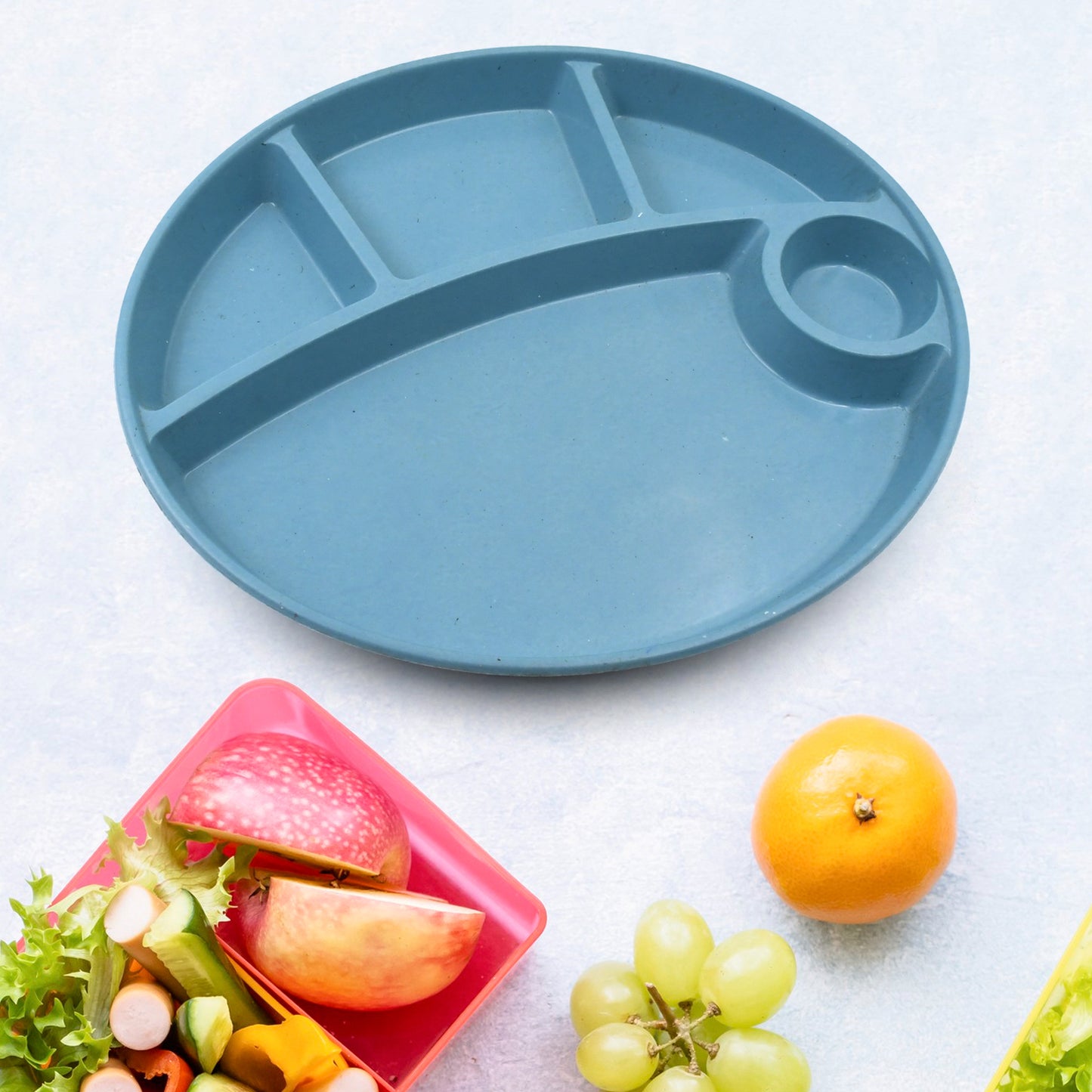 Plastic Food Plates Biodegradable 5 Compartment Plate With Spoon For Food Snacks Nuts Desserts Plates For Kidsreusable Plates For Outdoor Camping Bpa-free(1 Pc) - LootFaat