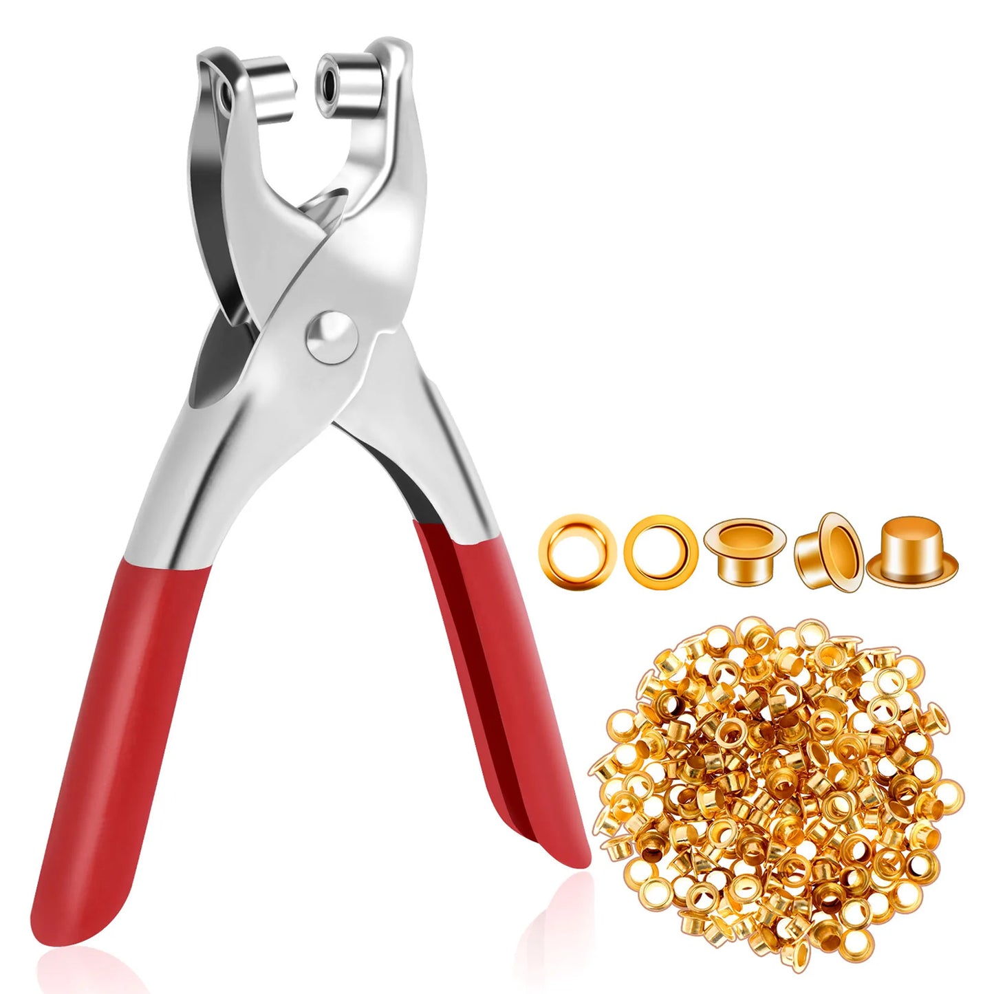 Grommet Setting Tool With 25 Pcs Gold Eyelets Grommets Steel Hole Punch Setter Kit For Leather Canvas All Fabrics Men And Women Clothes Shoes Belts Bags Crafts - LootFaat