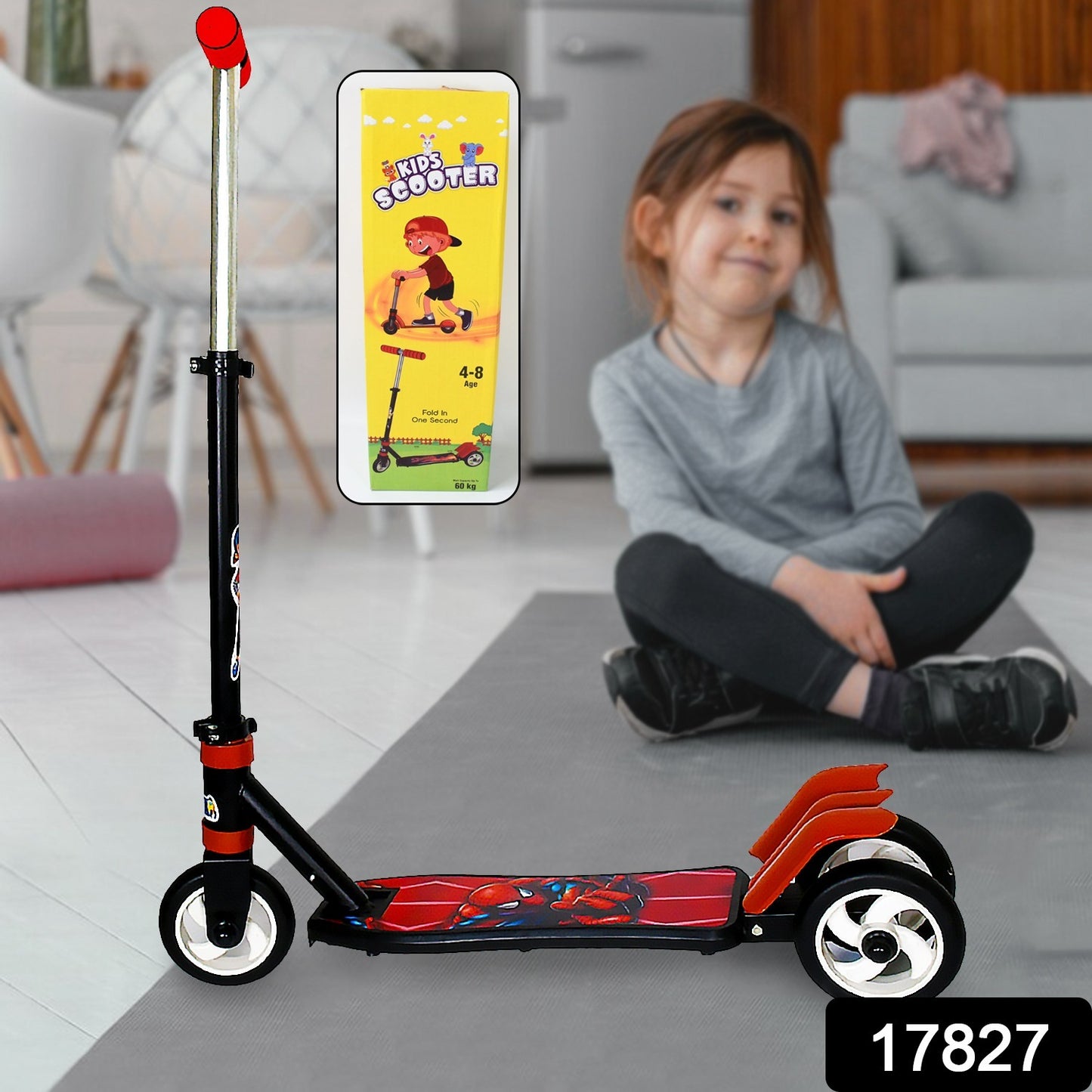 Foldable Kids Scooter - 3 Wheel Ride On with Adjustable Height