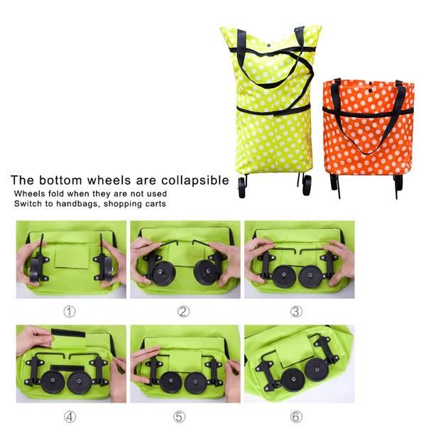 Folding Cart Bags Trolley Shopping Bag For Travel Luggage - LootFaat