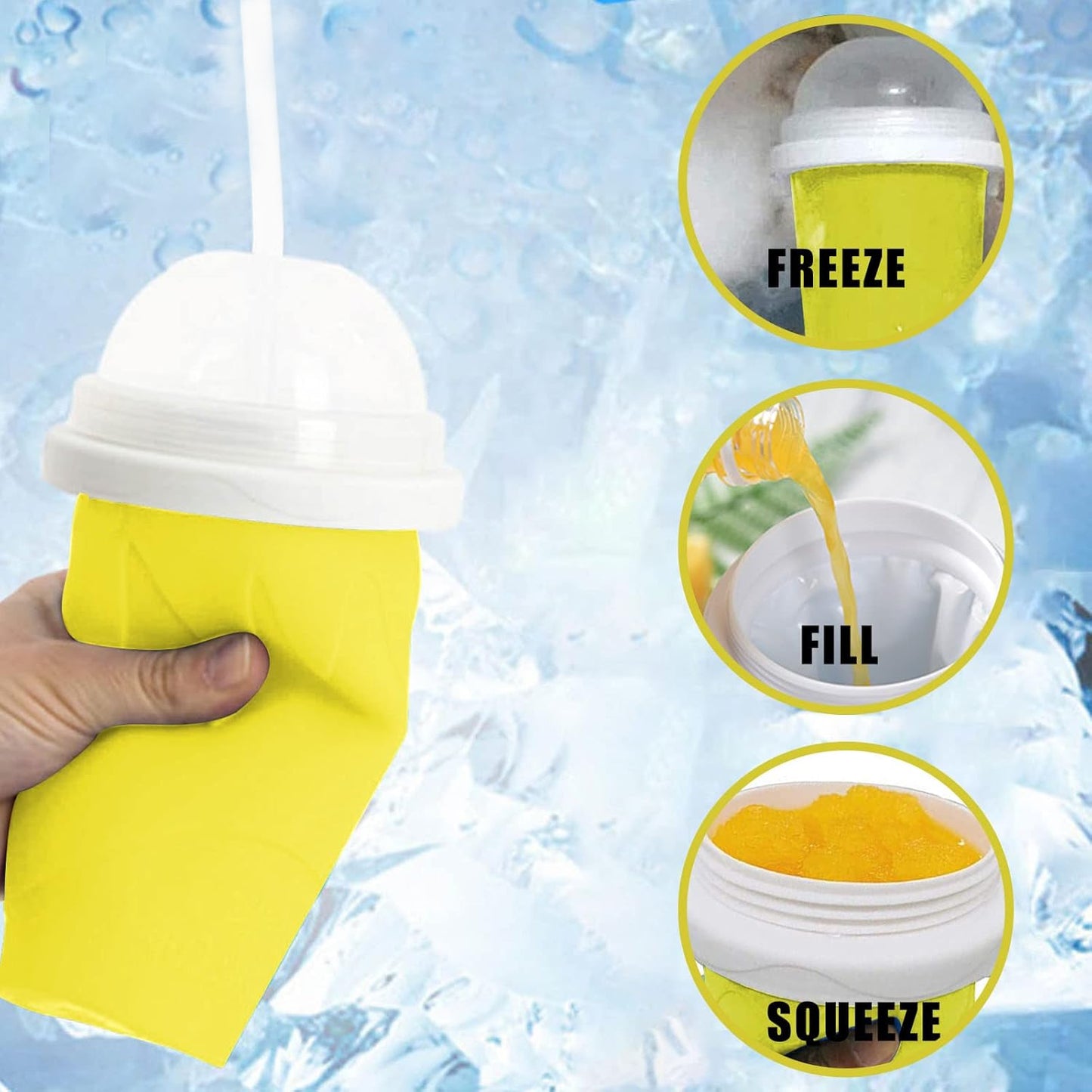 Smoothies Maker Cup Magic Quick Frozen Smoothies Cup Cooling Cup Double Layer Squeeze Cup Slushy Maker (1 Pc) - LootFaat